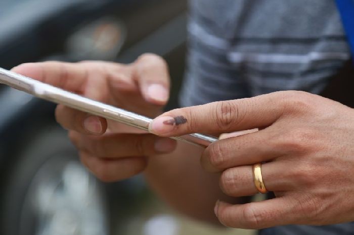A young voter after casting his vote outside a polling station in Dimapur during the last State Assembly Election held on February 27, 2018. (Morung File Photo)